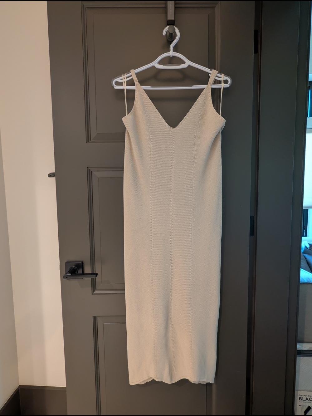 Leith Cream V-Neck Midi Slip Dress